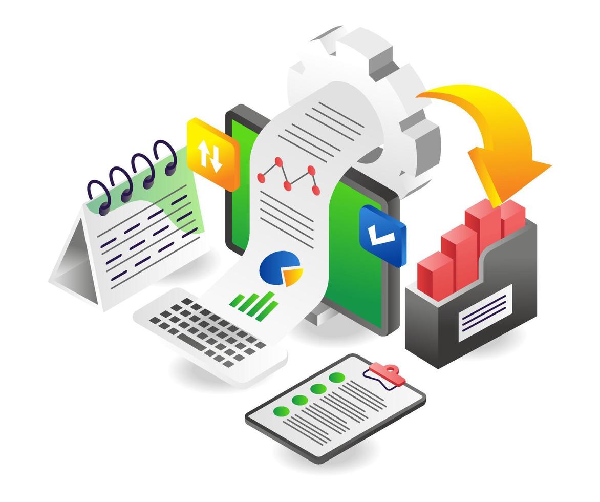 proceso de análisis de papel de datos de la empresa vector