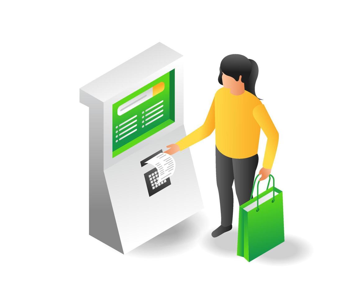 Online shopping payment machine in the market place vector