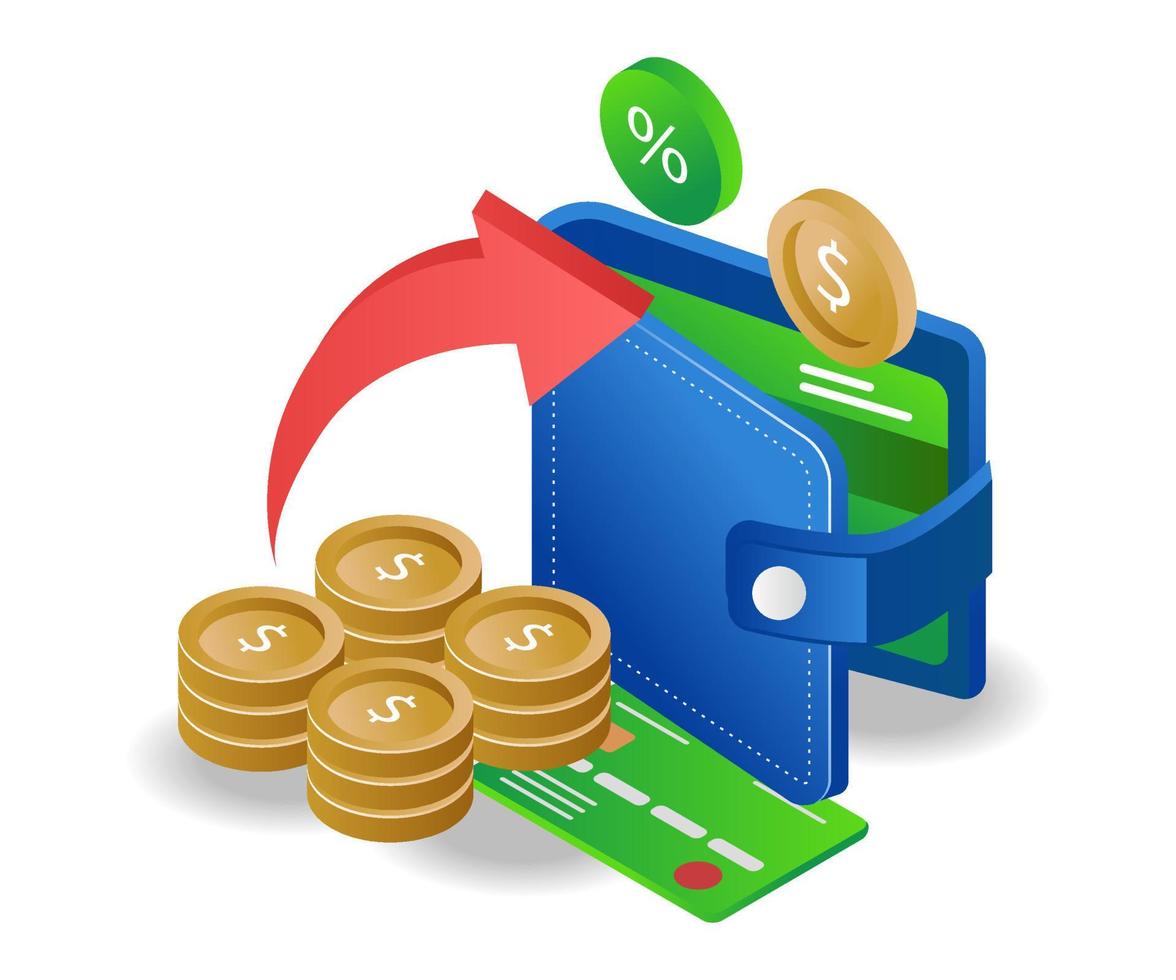 Saving money in wallet vector
