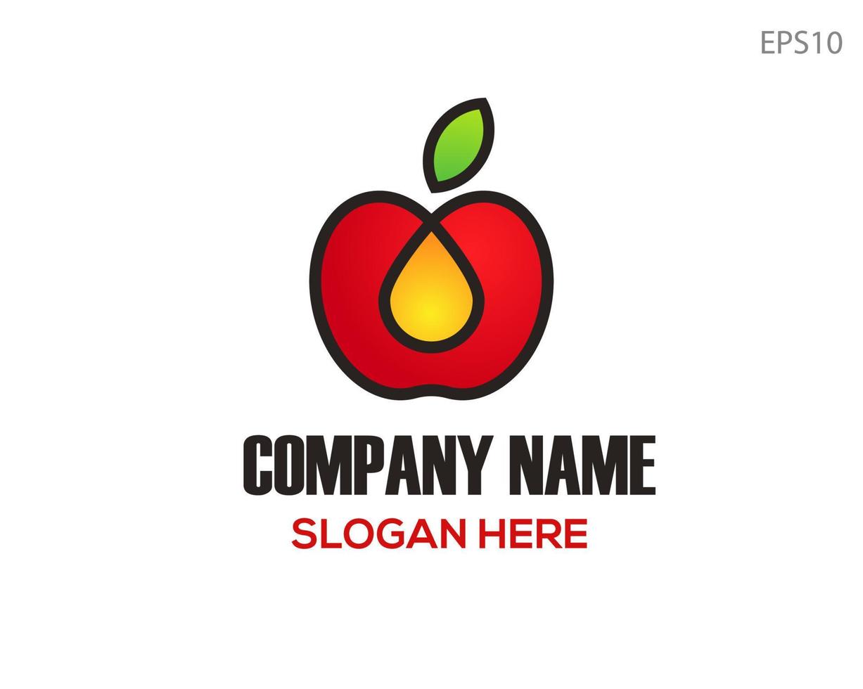 diseño simple de logotipo de manzana y aceite, adecuado para cualquier logotipo de marca. vector