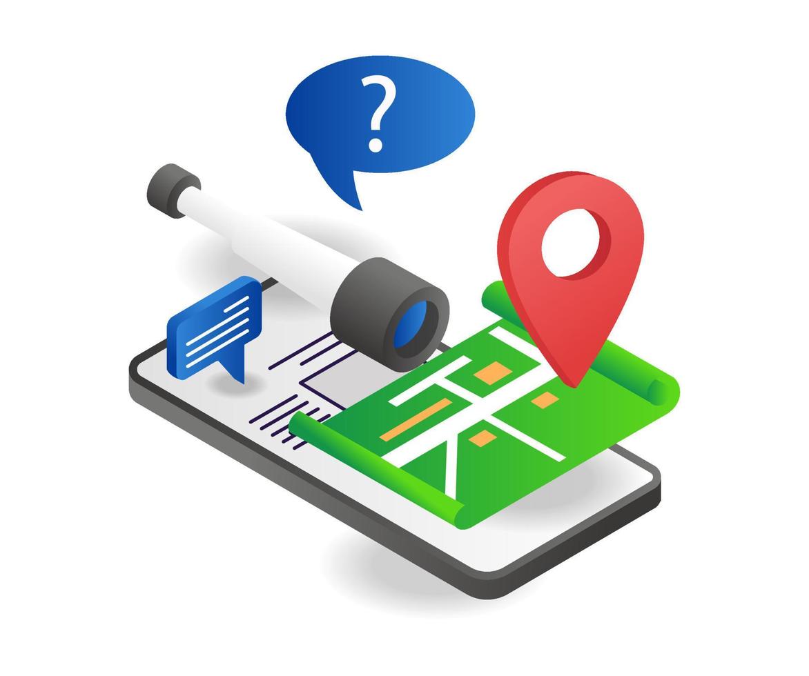 Map app for location address binoculars vector