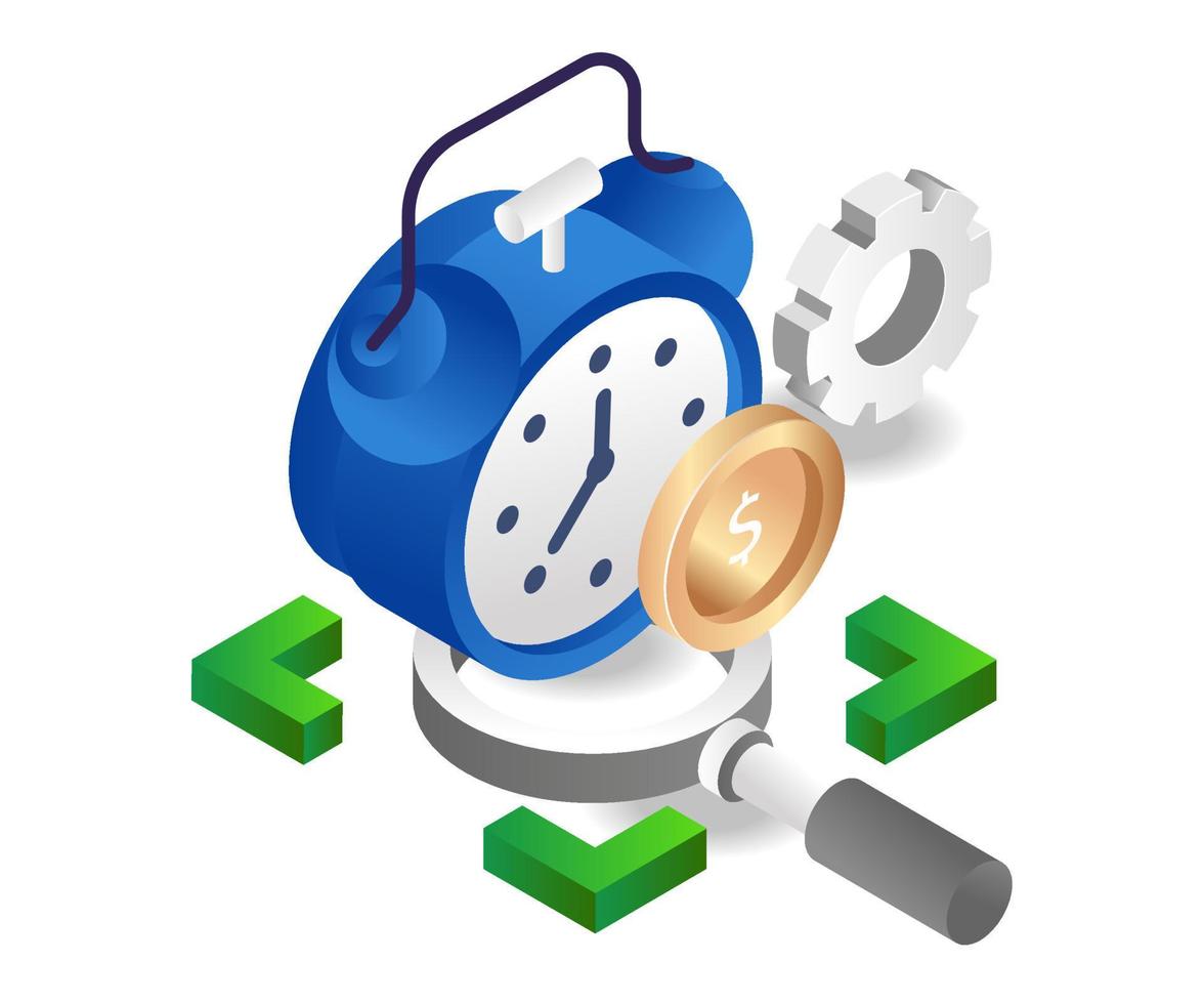 Reminder alarm clock looking for money vector