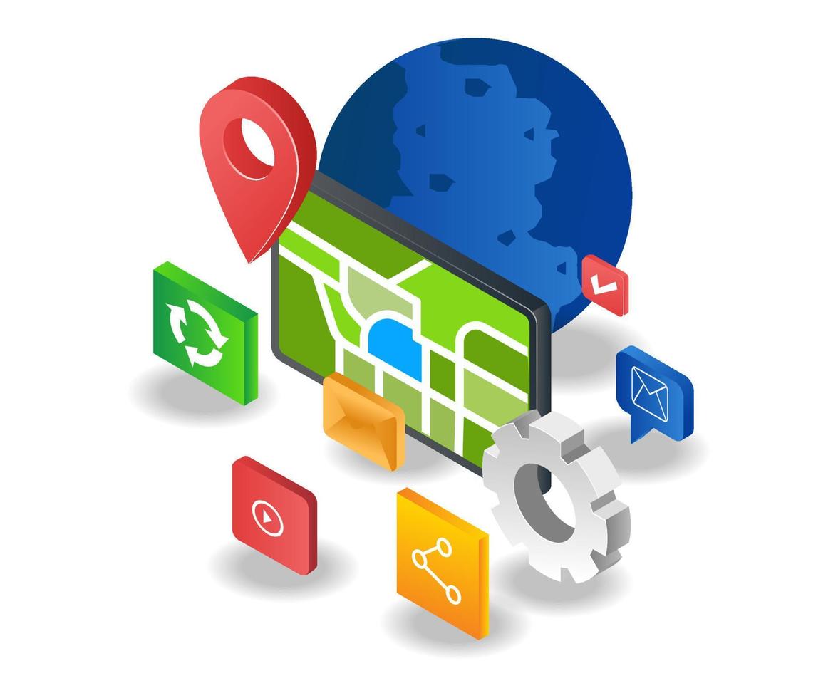 mapa de ubicación de la aplicación para teléfonos inteligentes vector