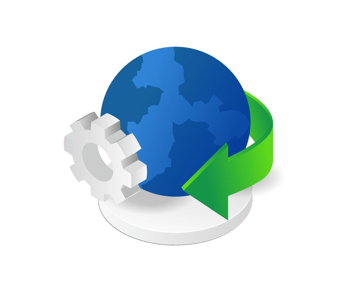 Earth's rotation with gear vector
