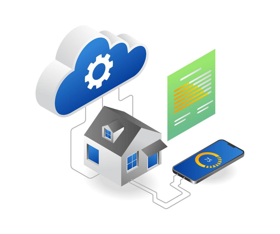 Smart home with  cloud server vector