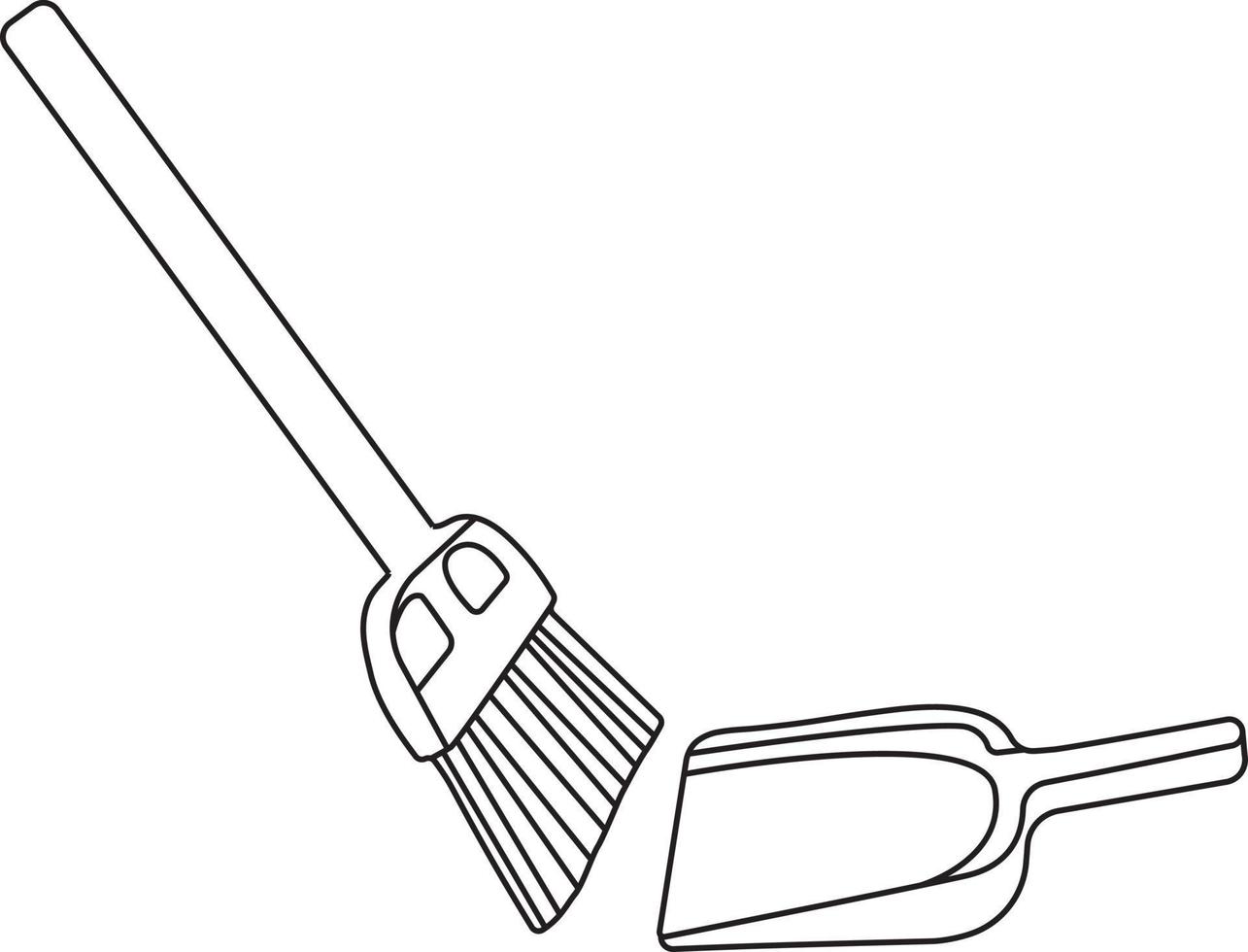 broom stick and dust pan. vector illustration