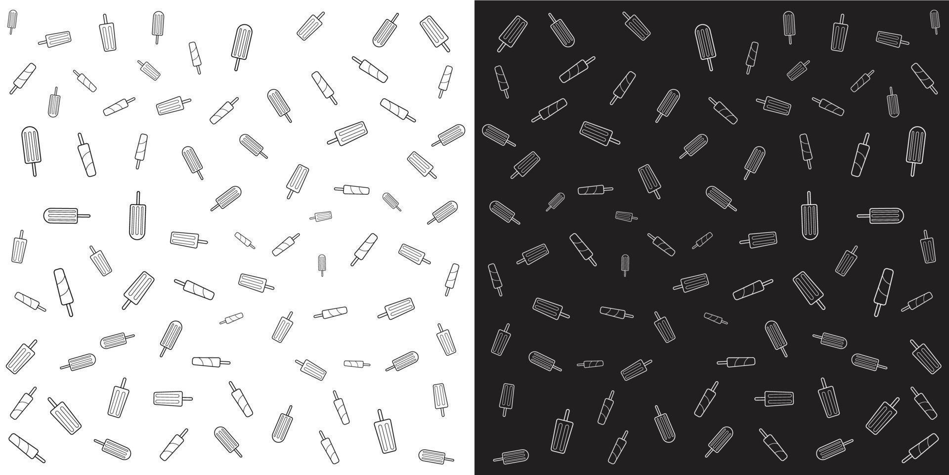 Ice Cream pattern isolated on black and white. vector illustration