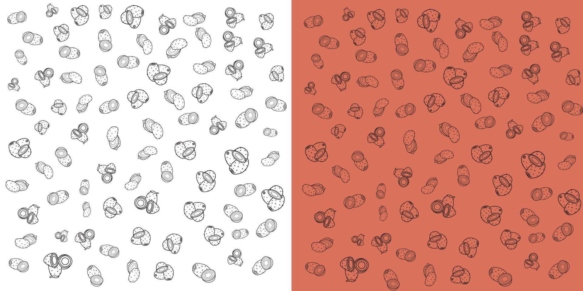 Prickly pear fruit pattern doodle vector for web and print