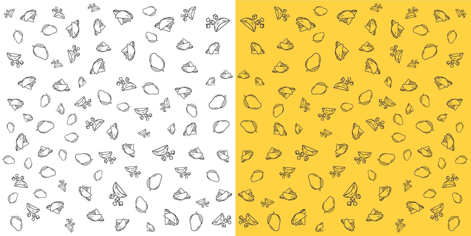 Mango in different shapes pattern. vector illustration