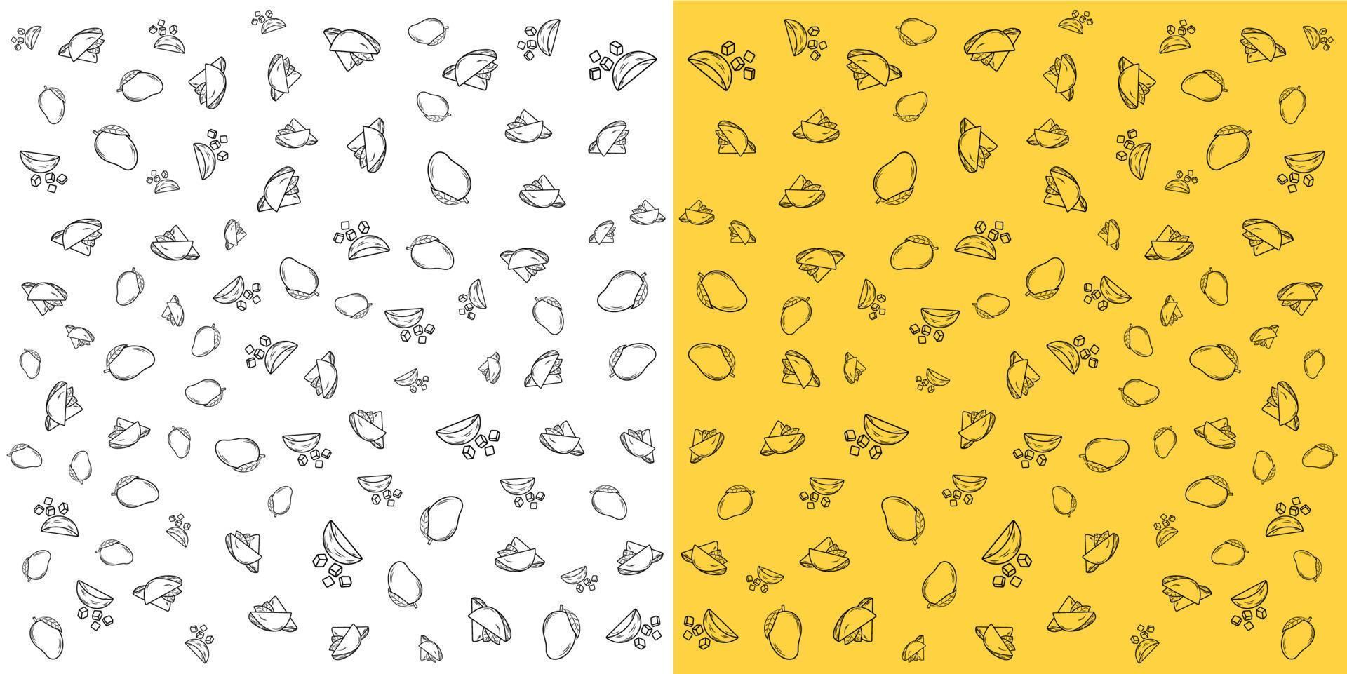 Mango in different shapes pattern. vector illustration