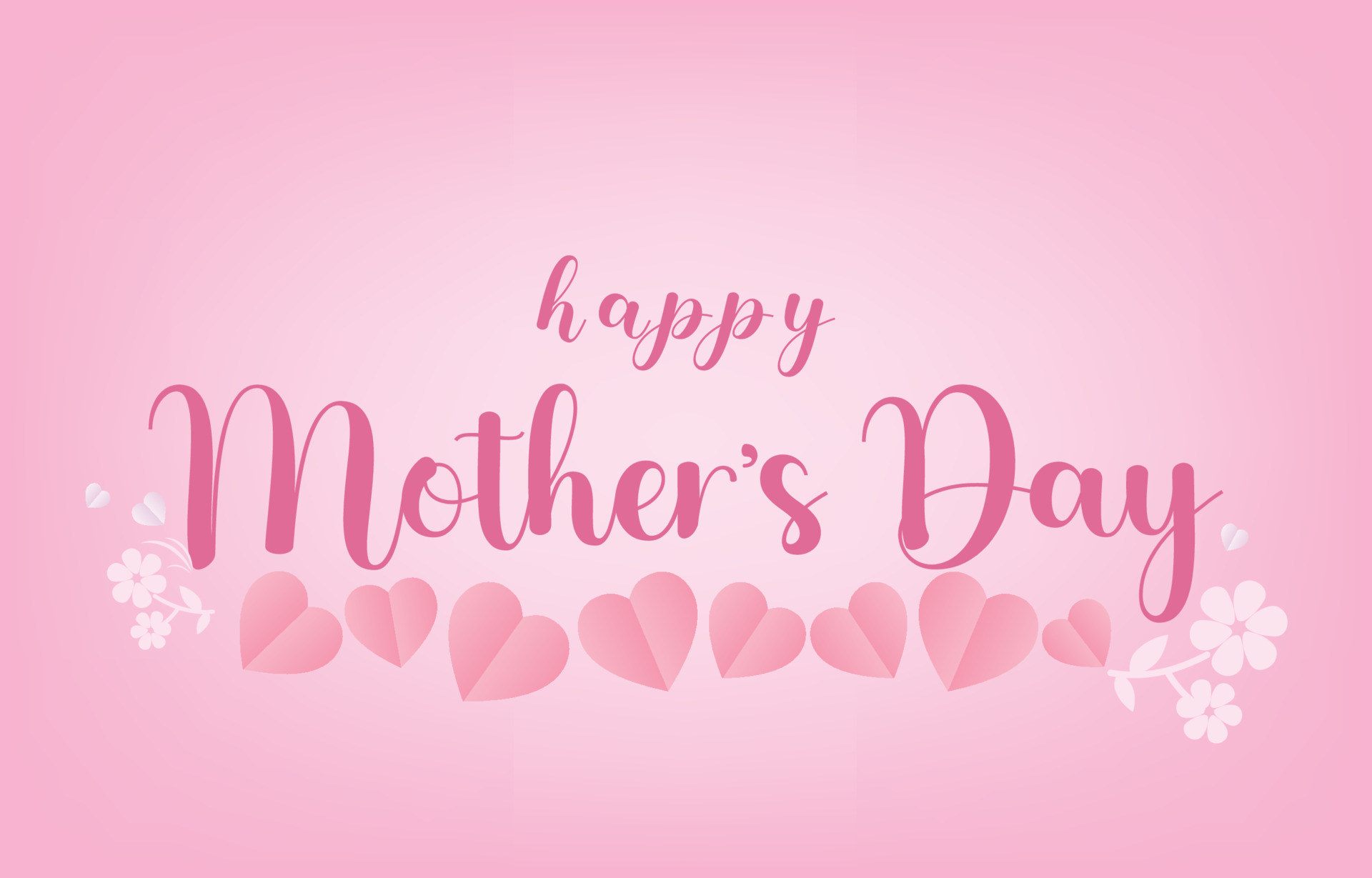 Mother's Day greeting card banner vector with 3d flying hearts pink ...