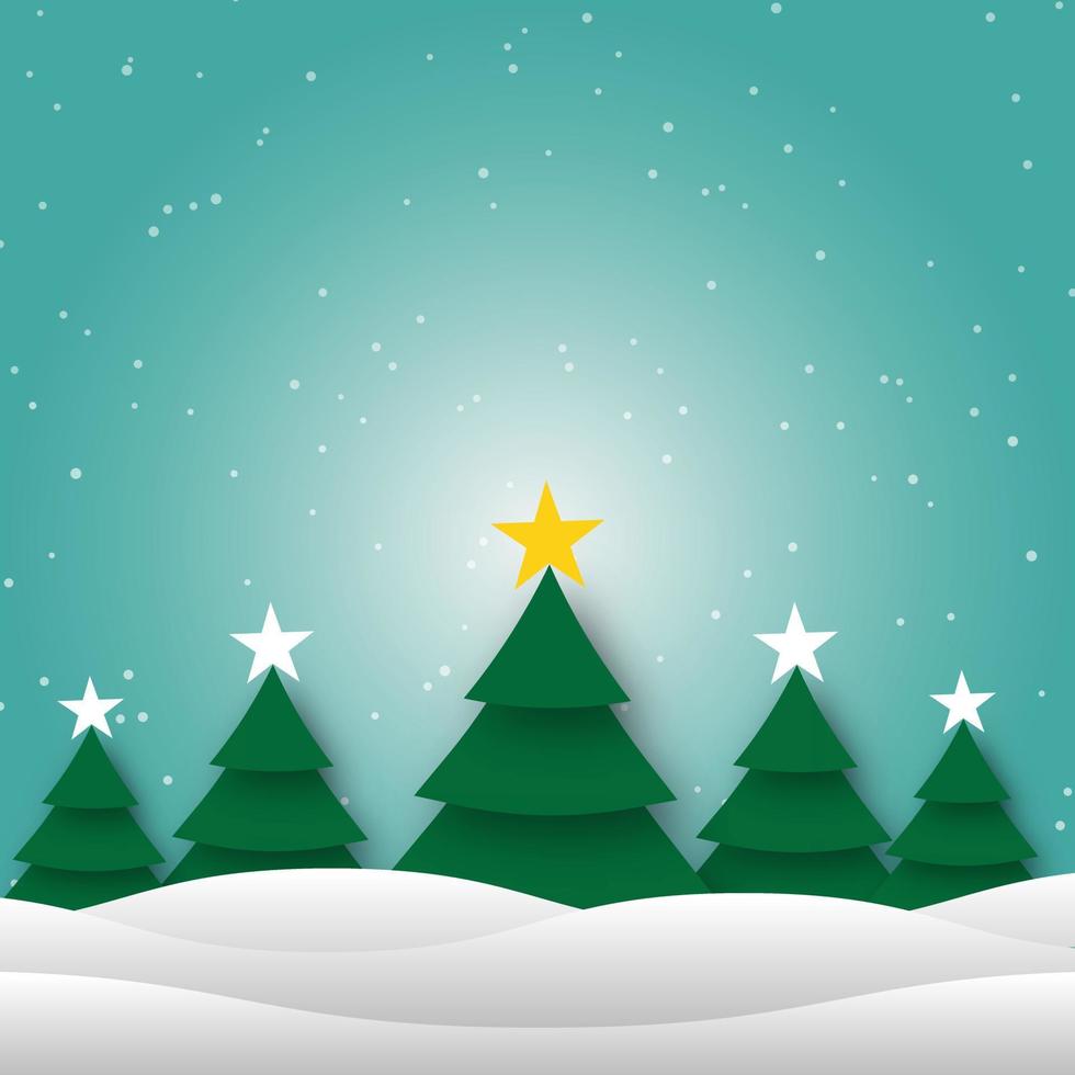 Christmas tree from white snowflakes on green background vector