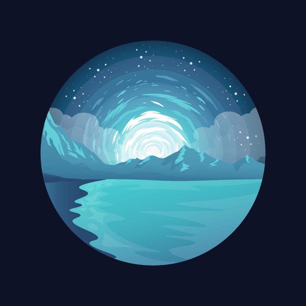Beach island landscape vector illustration logo design