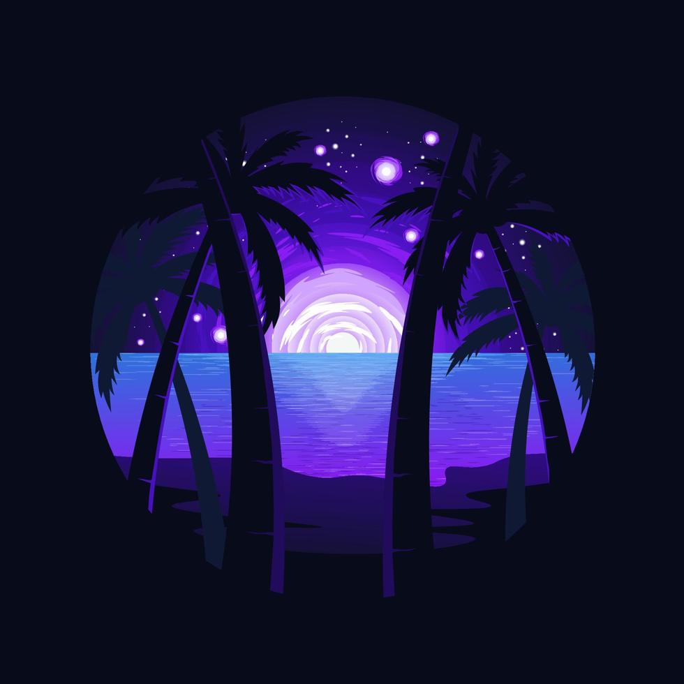 Beach island landscape vector illustration logo design