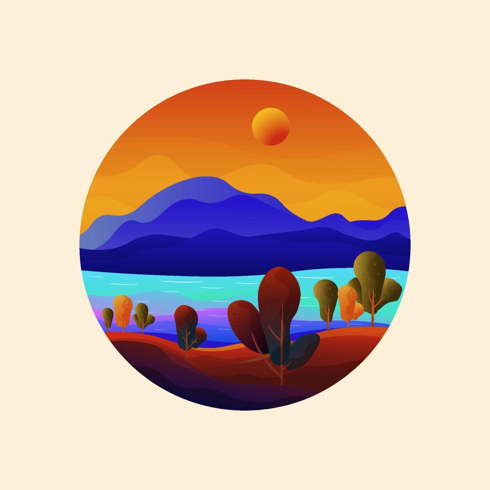 Scenery logo design landscape vector illustration