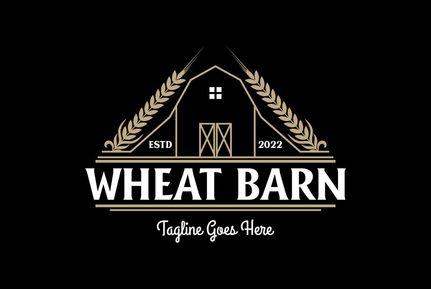 Vintage Wheat Grain Rice Barn for Bakery or Farm Logo Design vector