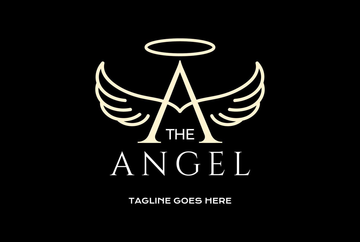 letra inicial dorada a con alas para vector de diseño de logotipo de ángel