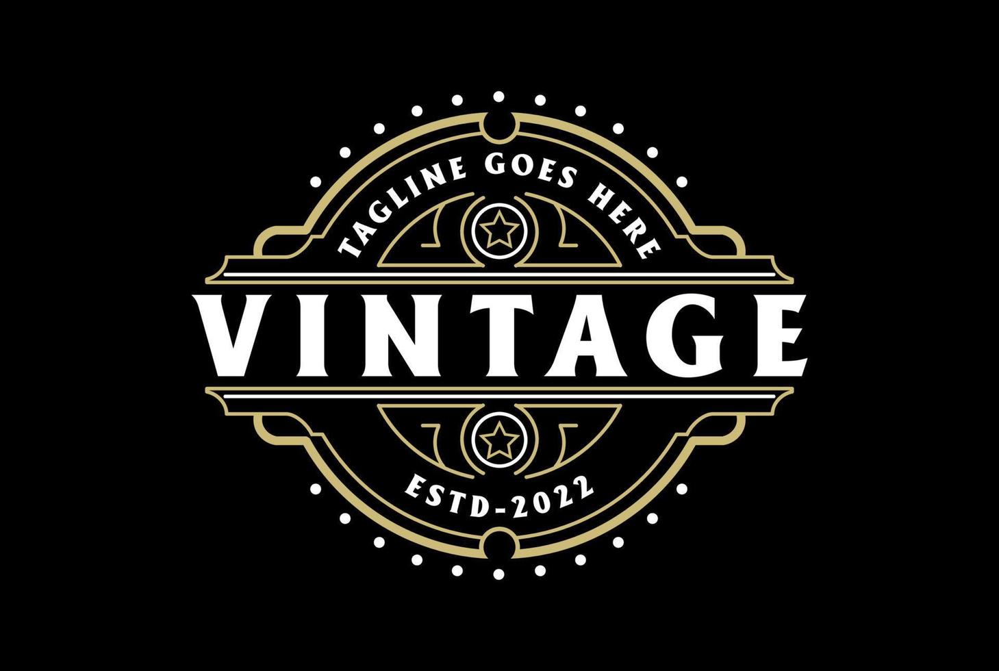 circular redondo vintage retro steampunk insignia emblema etiqueta sello logotipo diseño vector