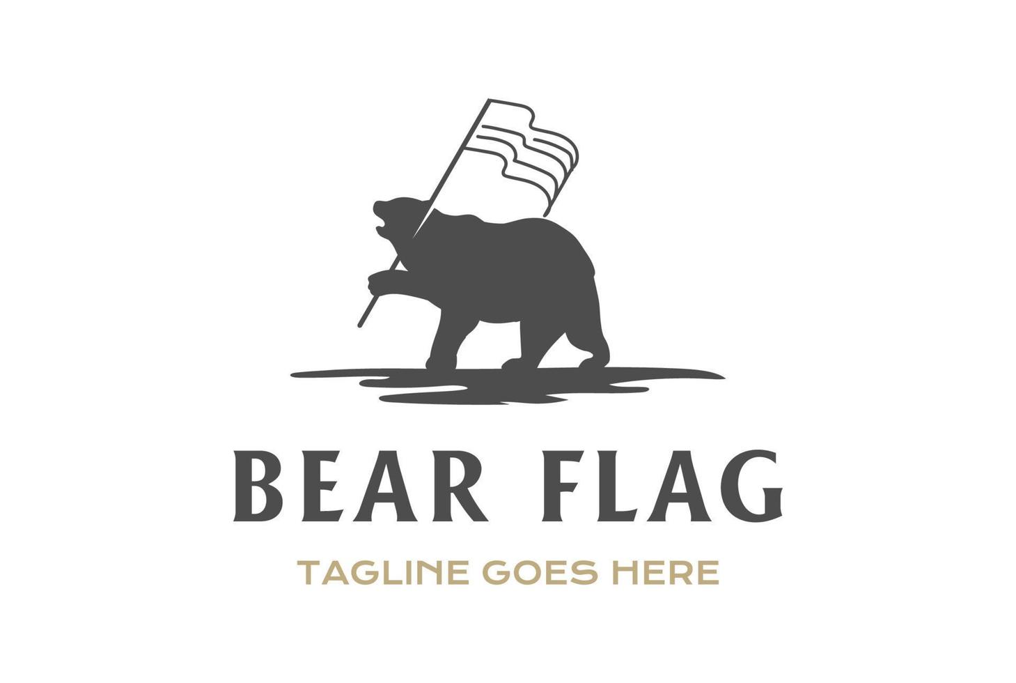 hielo de pie silueta de oso grizzly polar mantener diseño de logotipo de bandera americana us swoosh vector