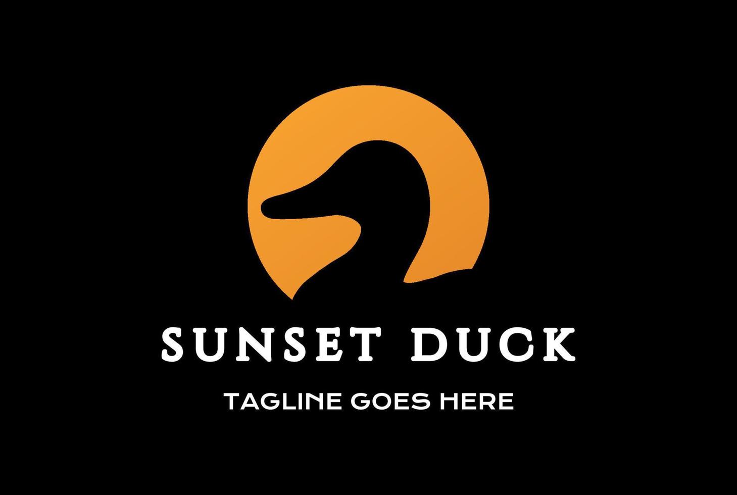Simple Minimalist Sunset Duck Goose in Lake Creek River Logo Design vector