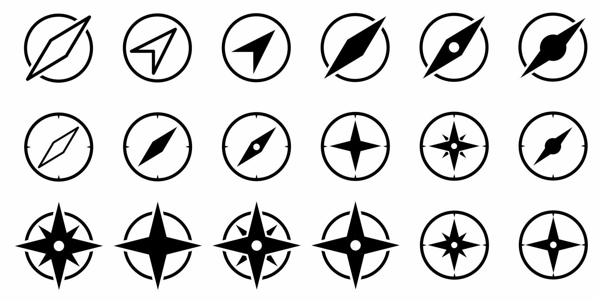 compass icon set isolated on white background vector