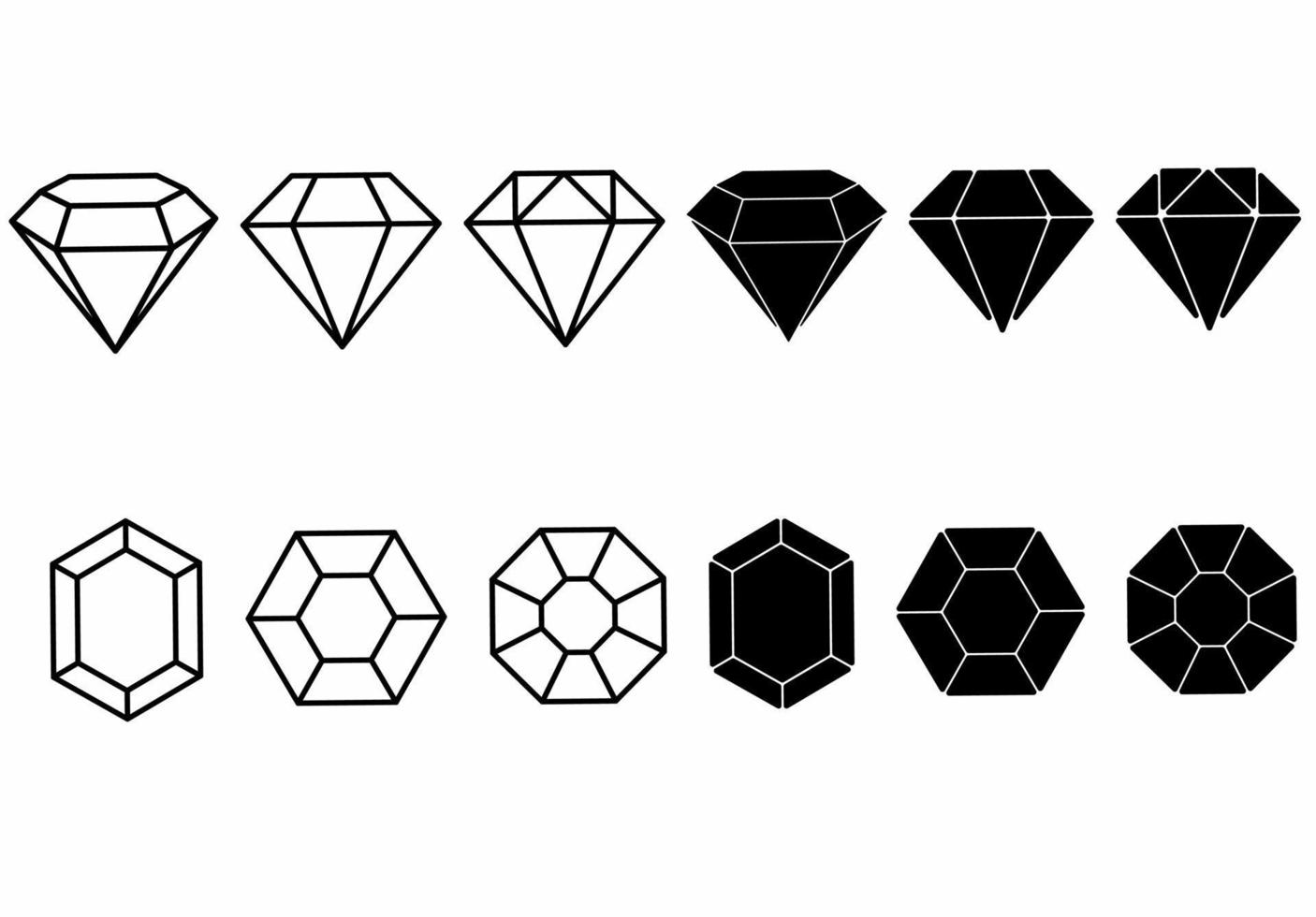 conjunto de iconos de diamantes aislado sobre fondo blanco vector