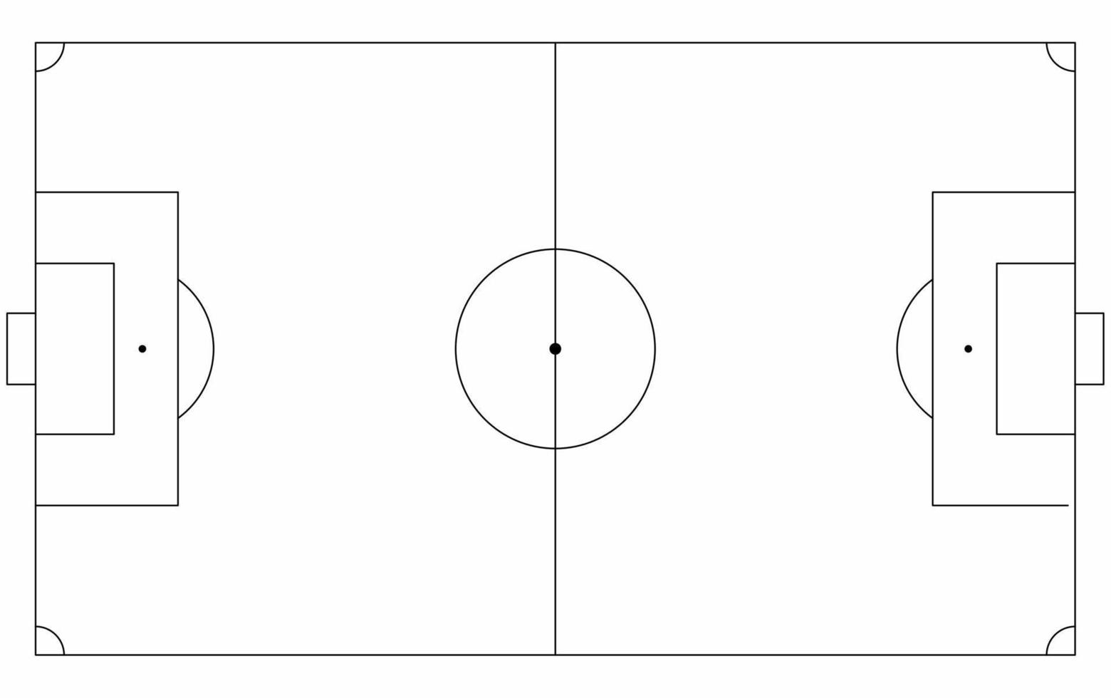 Cancha de fútbol de línea delgada aislada sobre fondo blanco vector