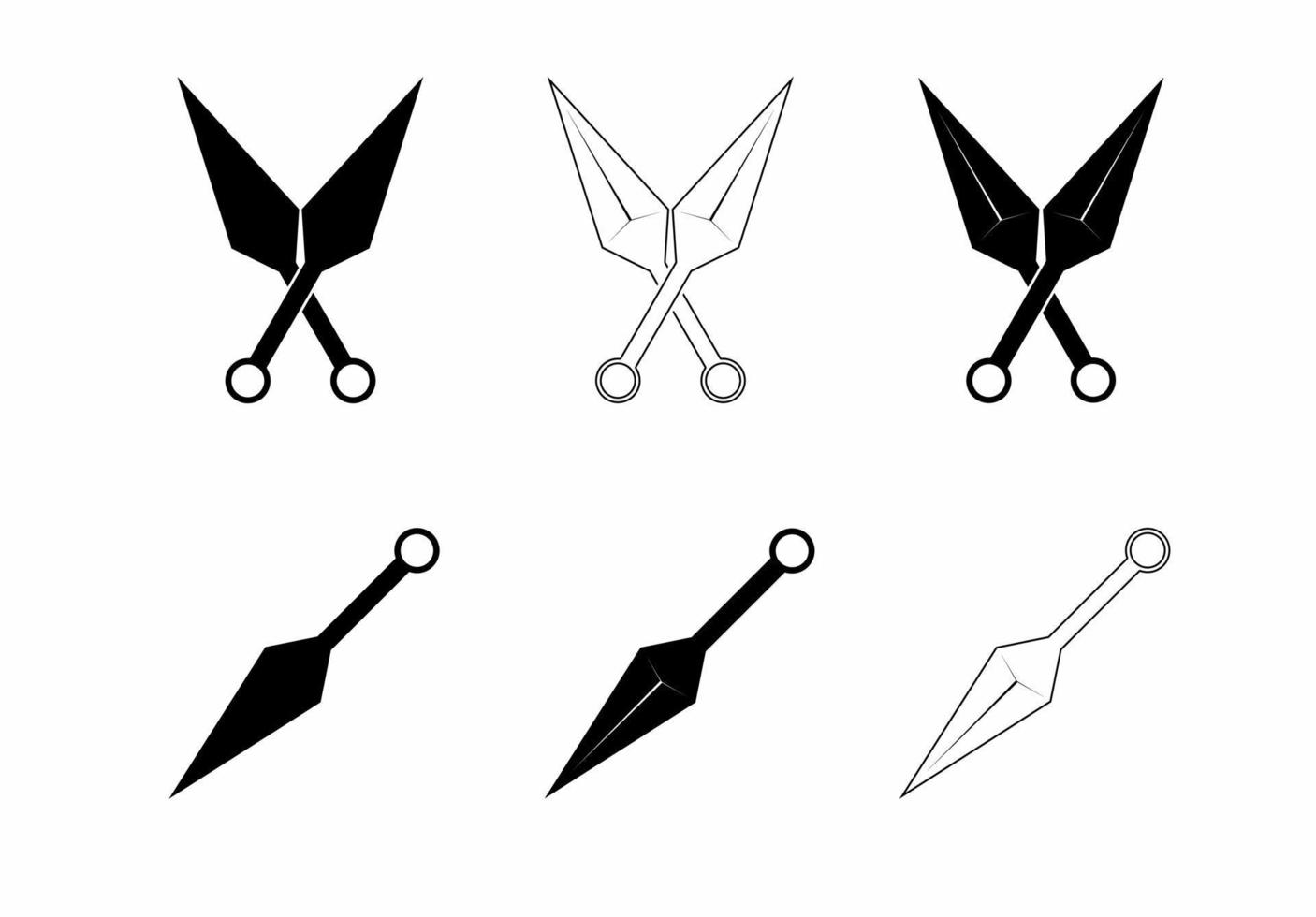 conjunto de iconos de kunai aislado sobre fondo blanco. logotipo de kunai vector