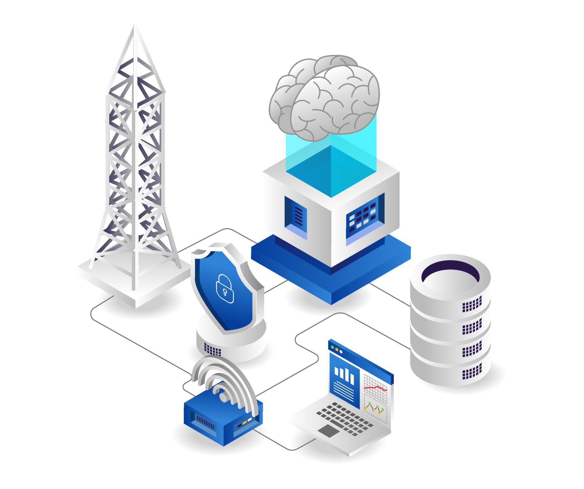 Data network cloud server tethering 10683245 Vector Art at Vecteezy
