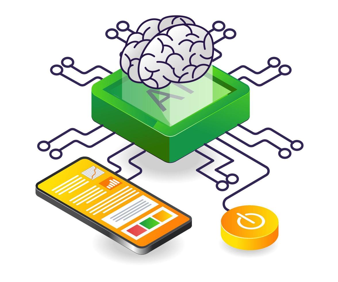 Smartphone artificial intelligence technology vector