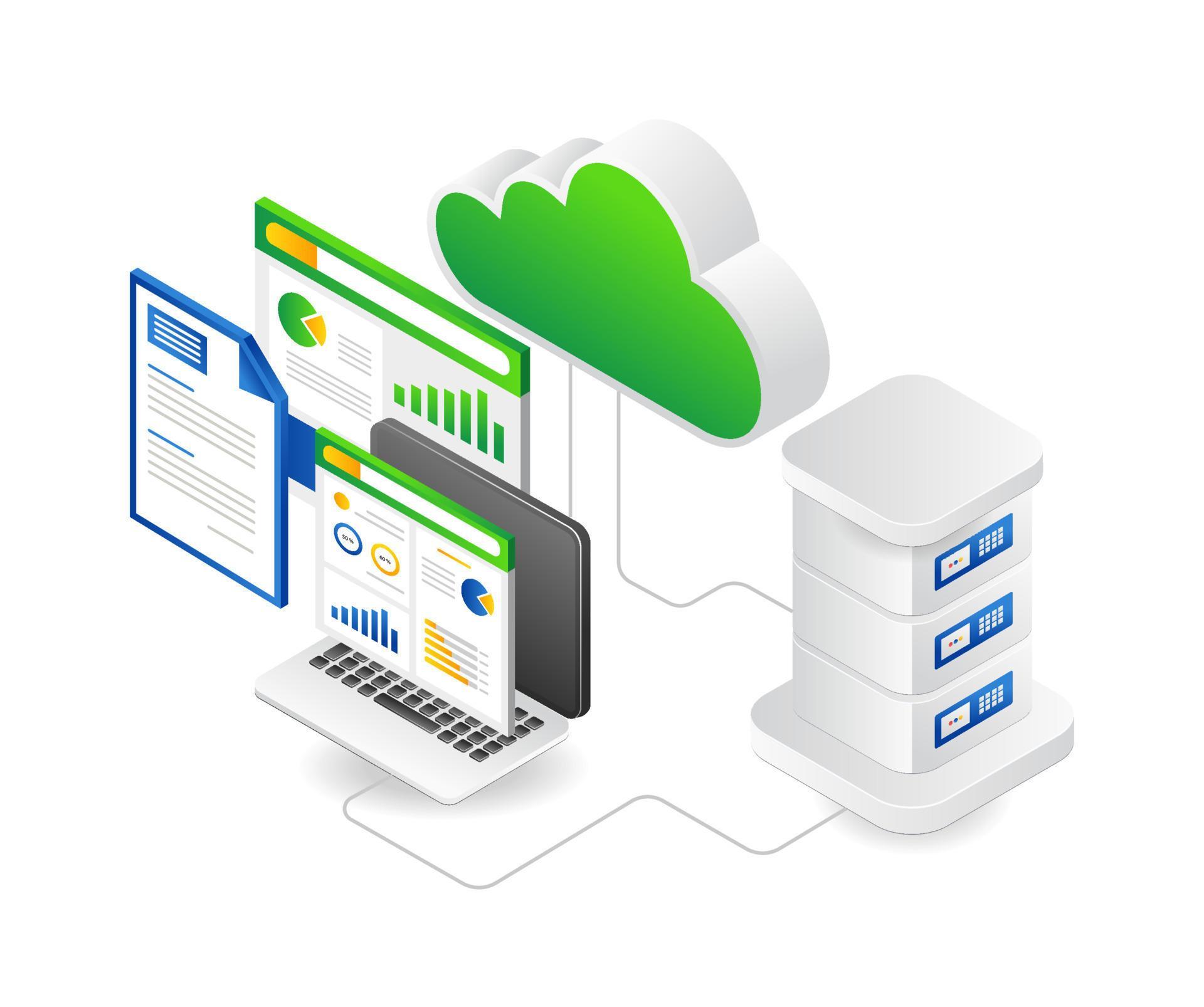 Data analysis cloud server hosting 10683277 Vector Art at Vecteezy