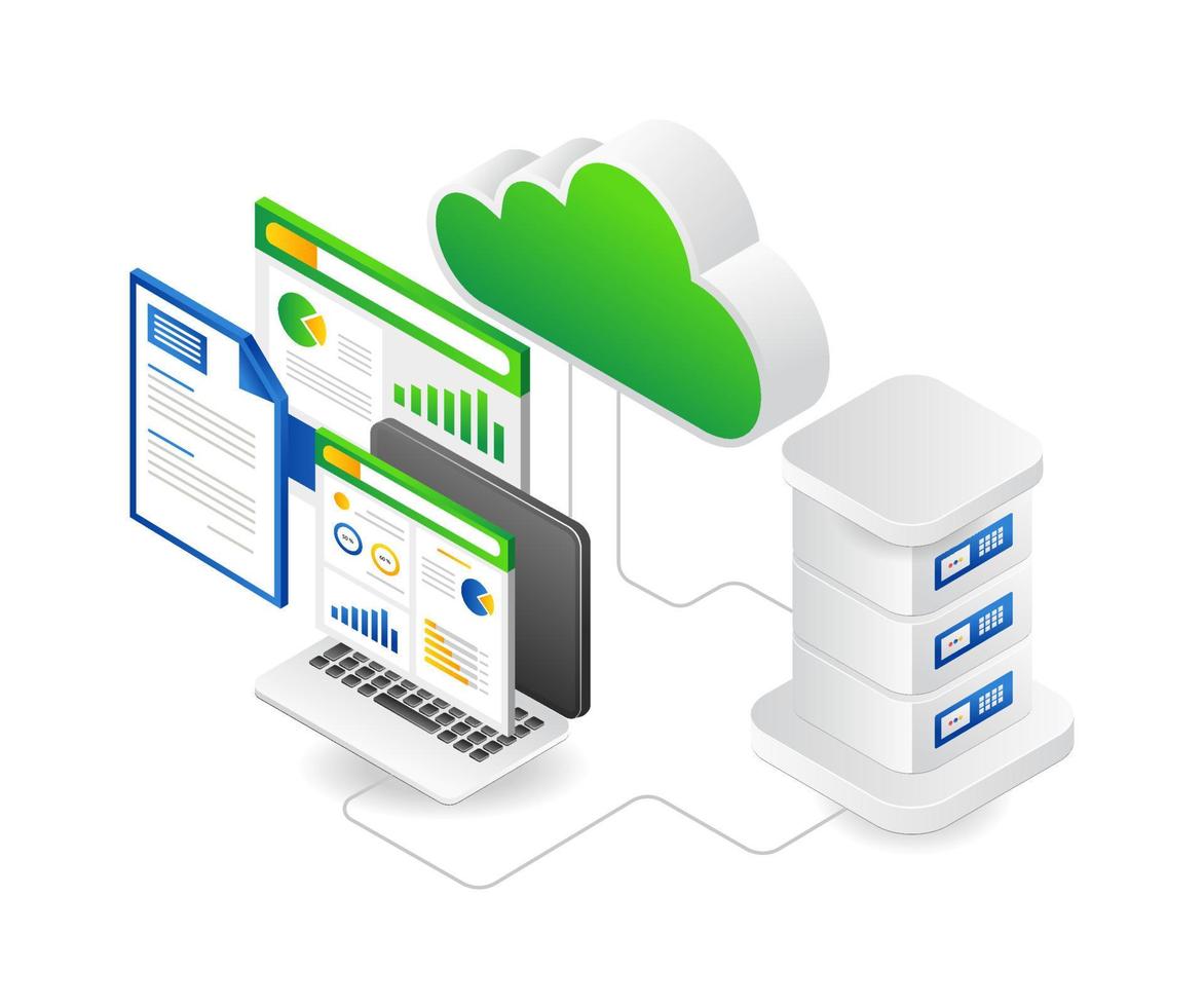Data analysis cloud server hosting vector