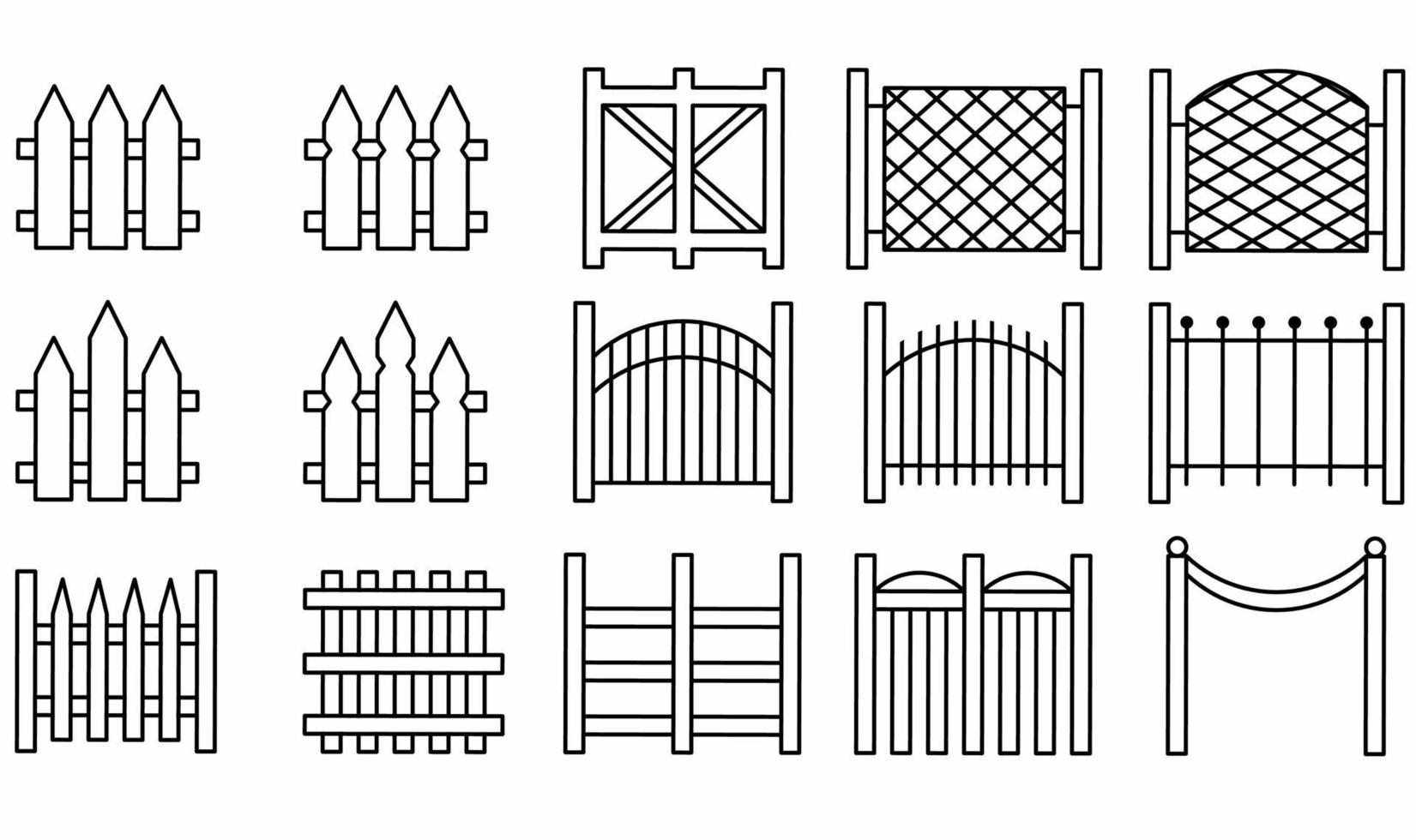 fence icon set isolated on white background vector