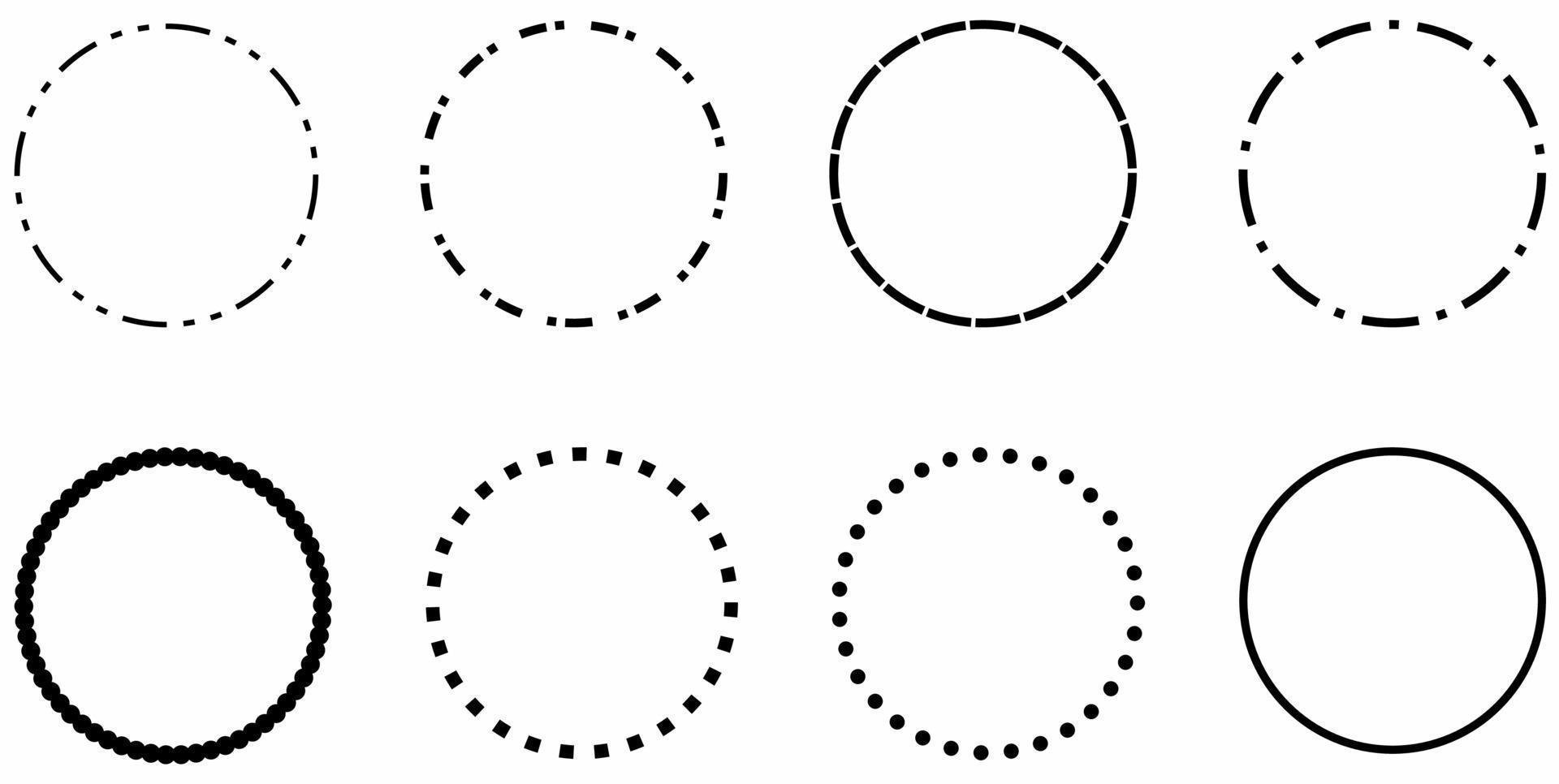 dash circle set isolated on white background vector