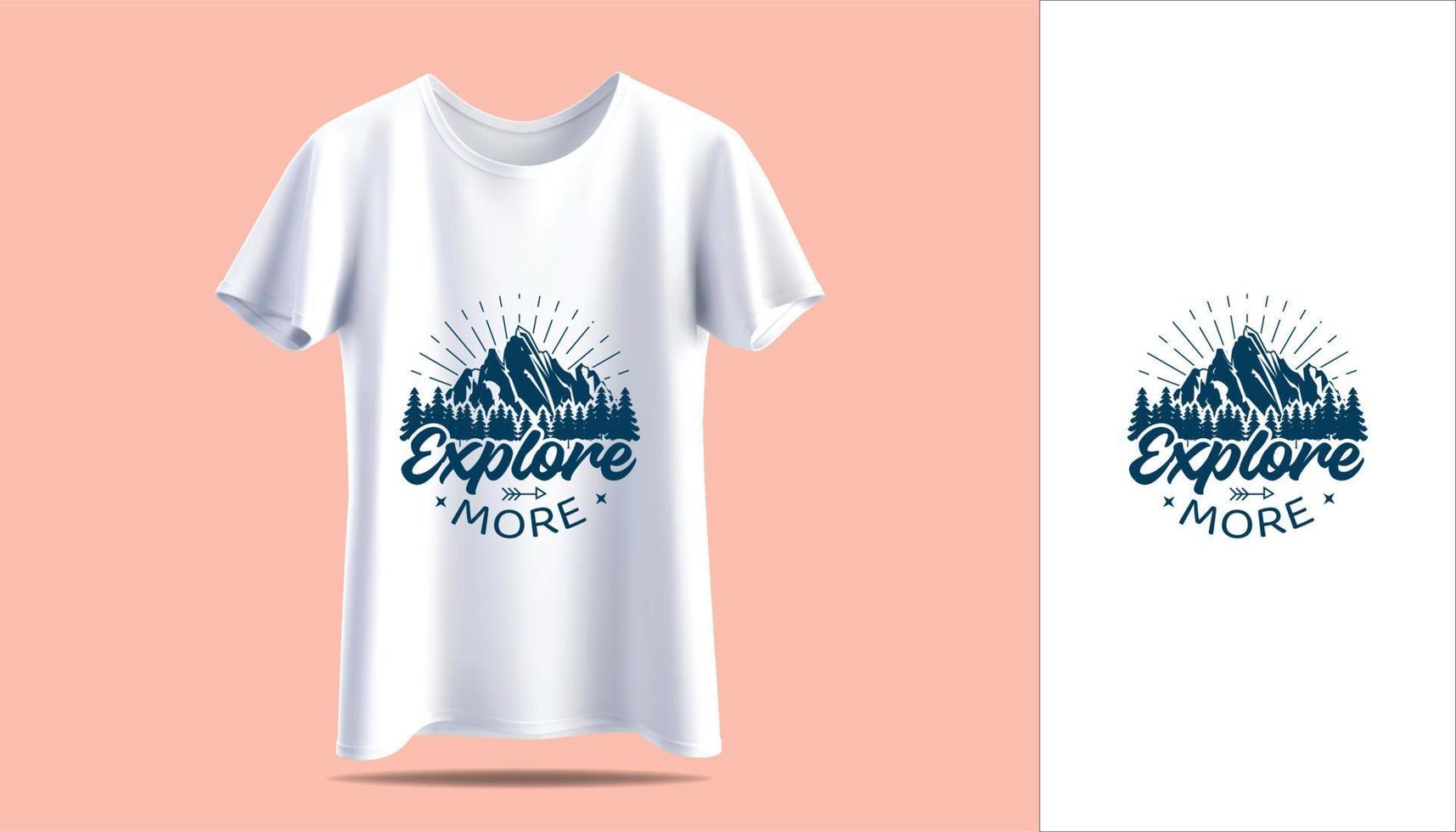 camiseta blanca de hombre nuevo en diseño de impresión de tipografía de camping de aventura vintage de camiseta de maqueta de vector