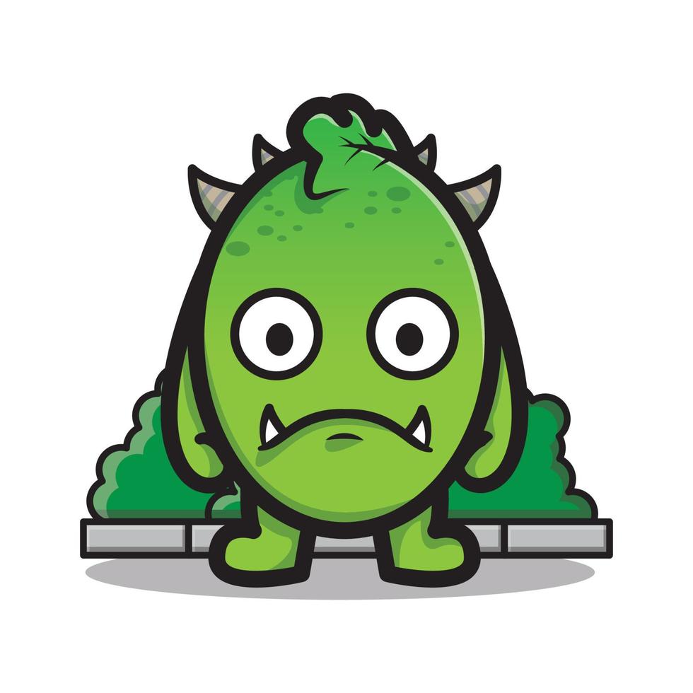 cute green pea leaf monster cartoon vector
