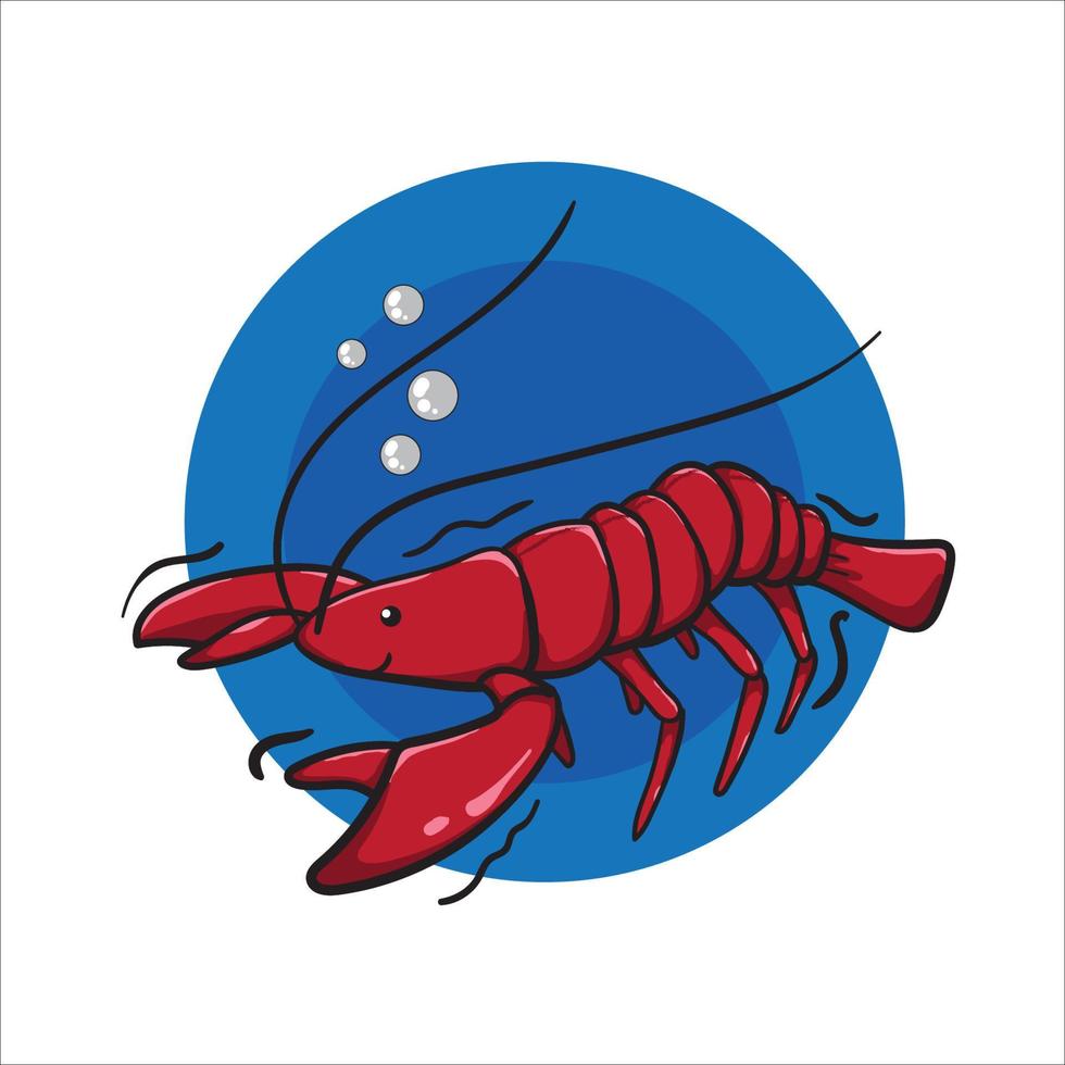 Big red lobster drawing illustration vector