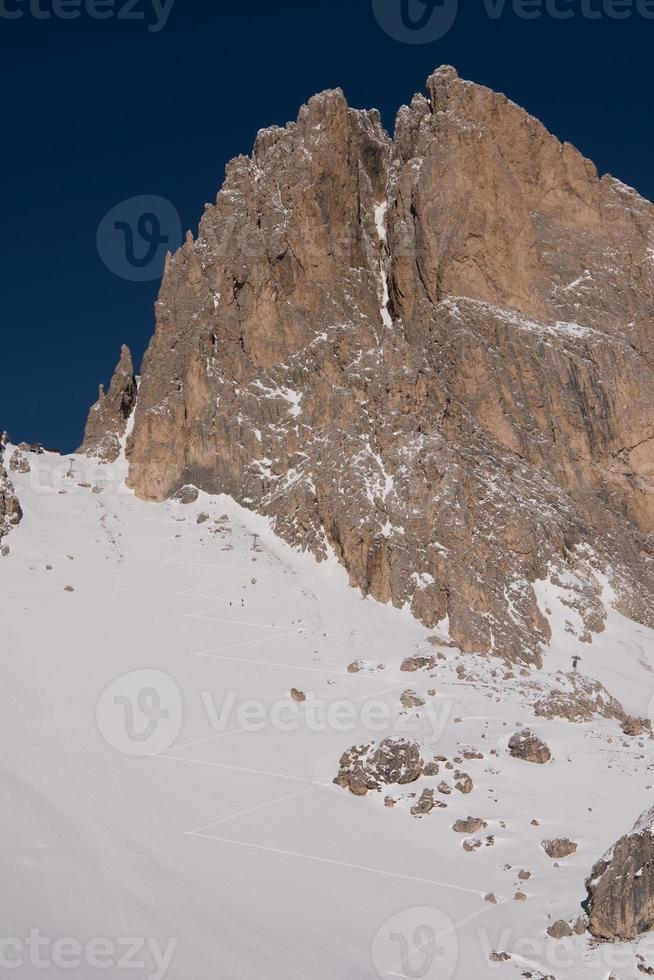 touring ski tracks in snow photo