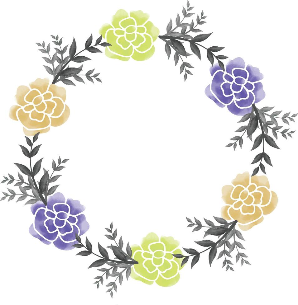 Digital Watercolor Flower Frame Vector Design.Can be use any project, like  packaging, stationery, mugs, bags,  invitations etc. whatever you want.