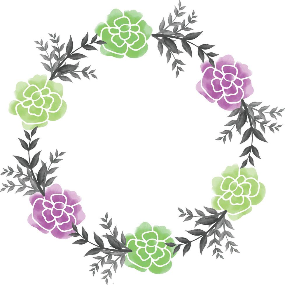 Digital Watercolor Flower Frame Vector Design.Can be use any project, like  packaging, stationery, mugs, bags,  invitations etc. whatever you want.