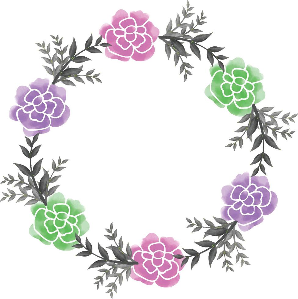 Digital Watercolor Flower Frame Vector Design.Can be use any project, like  packaging, stationery, mugs, bags,  invitations etc. whatever you want.
