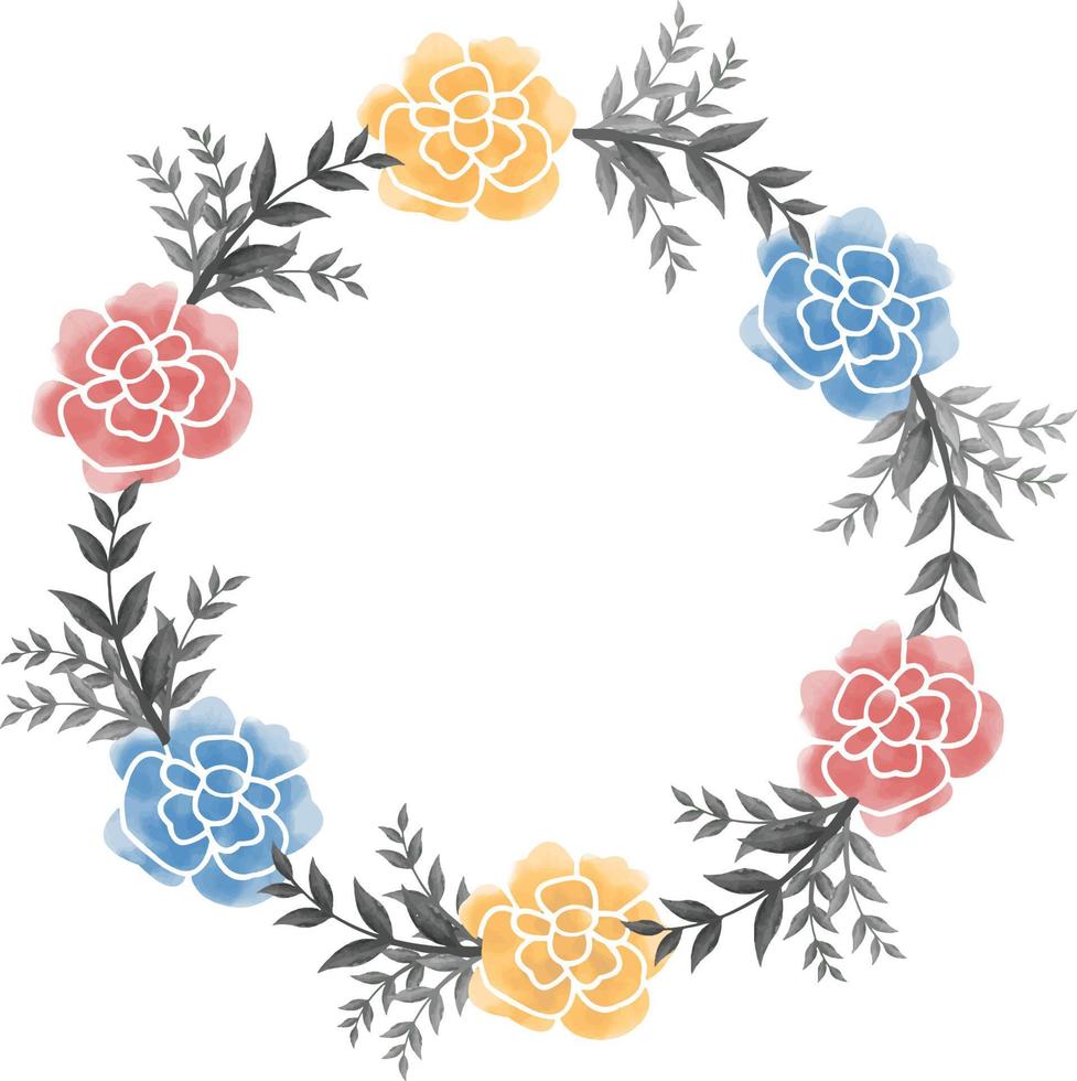 Digital Watercolor Flower Frame Vector Design.Can be use any project, like  packaging, stationery, mugs, bags,  invitations etc. whatever you want.