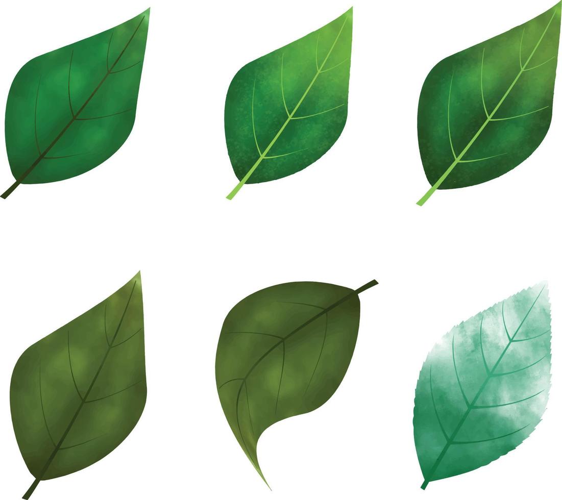 ilustración de hojas de acuarela digital. vector