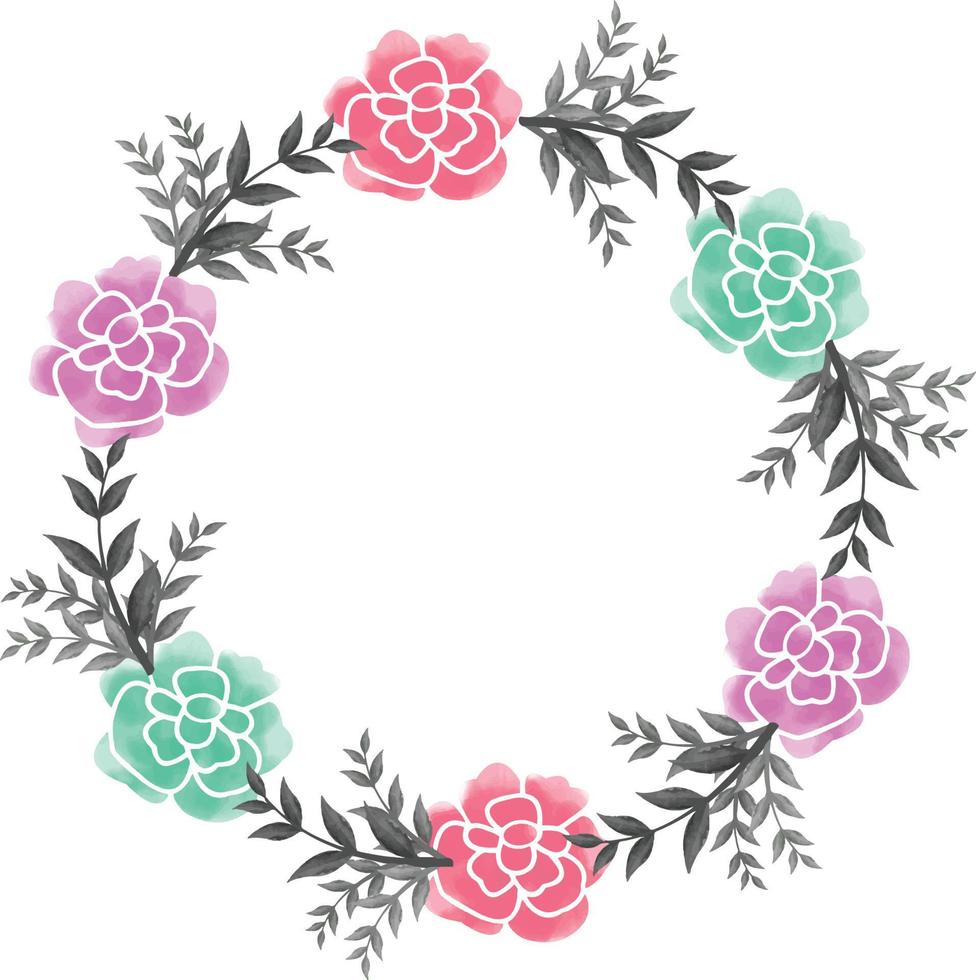 Digital Watercolor Flower Frame Vector Design.Can be use any project, like  packaging, stationery, mugs, bags,  invitations etc. whatever you want.