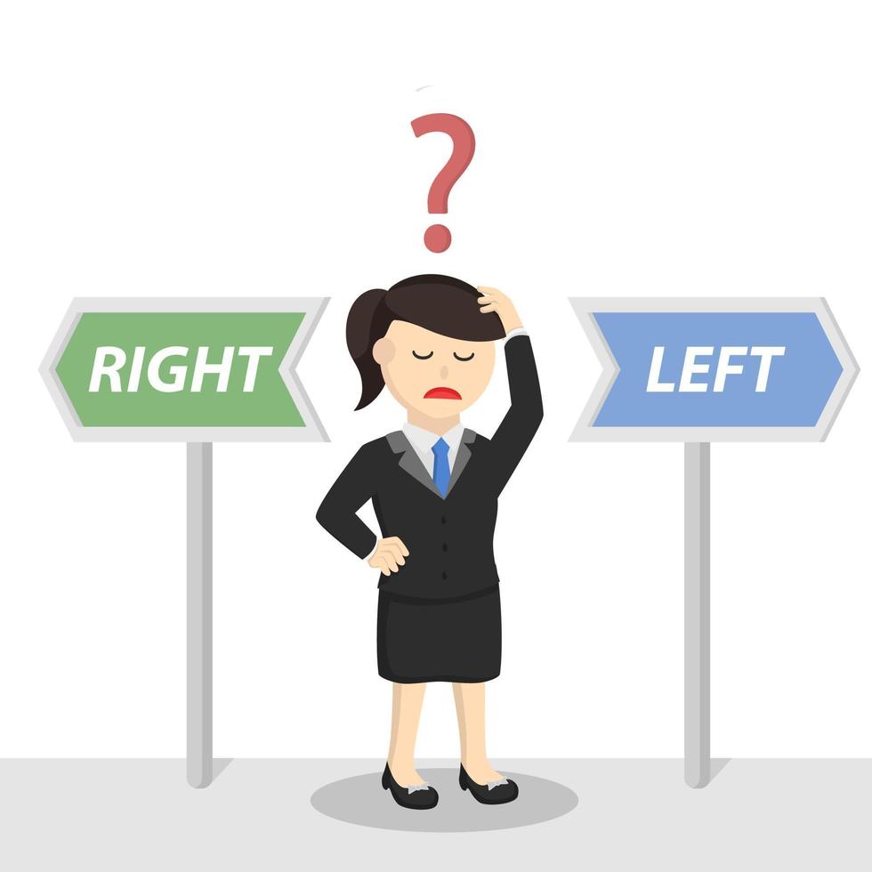 business woman secretary conused to choice design character on white background vector