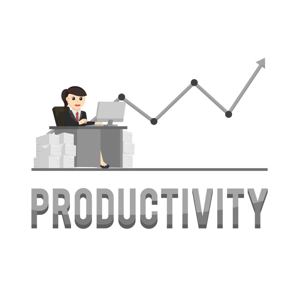business woman secretary productivity design character on white background vector