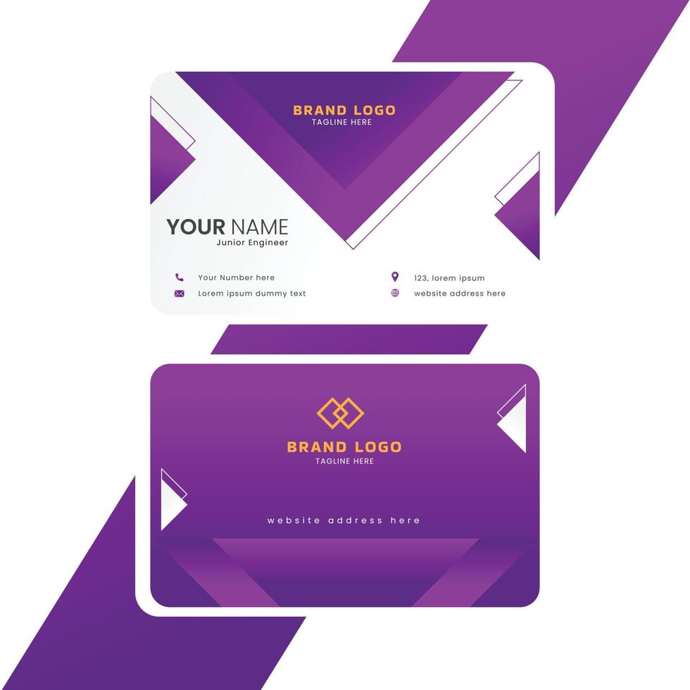 Purple geometric business card template. vector illustration
