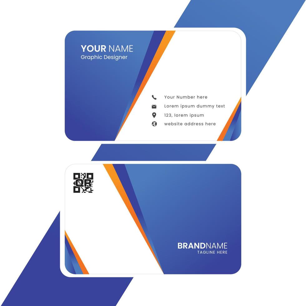 Business card design template. Blue and orange gradient vector base visiting card best for your company