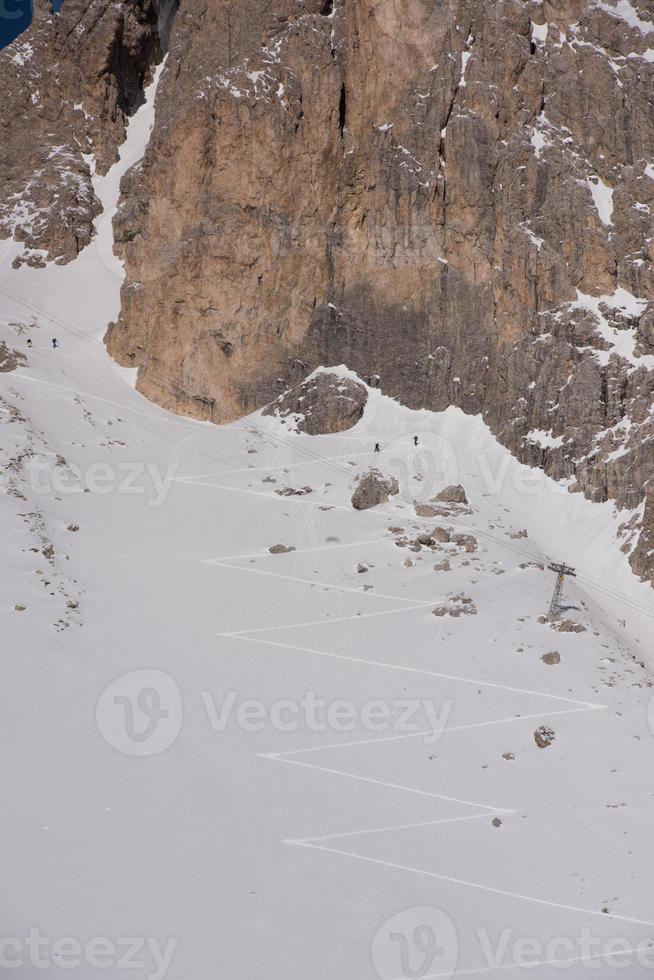 touring ski tracks in snow photo
