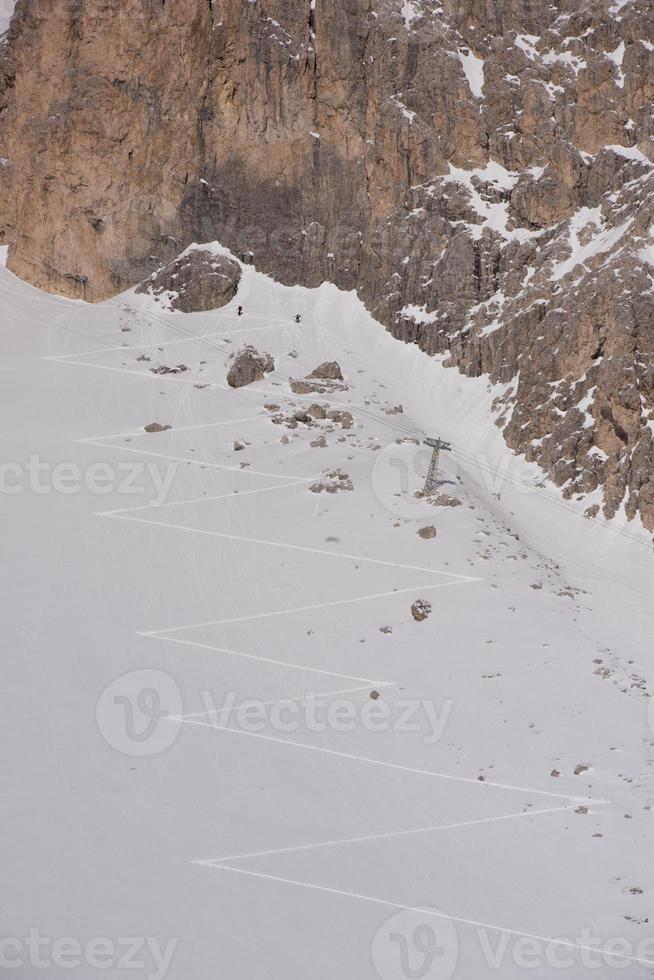 touring ski tracks in snow photo